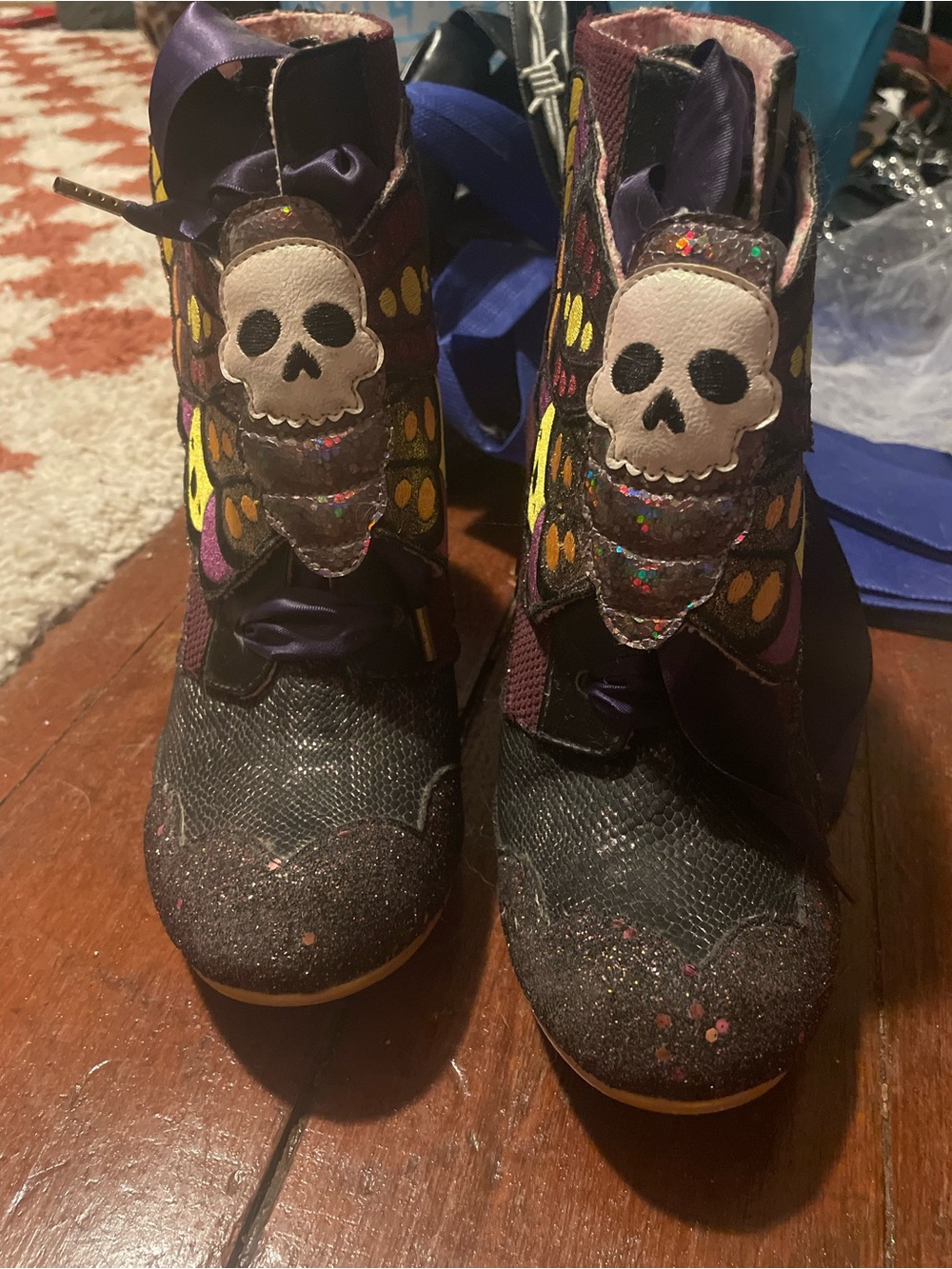 Irregular choice Deathshead moth boots